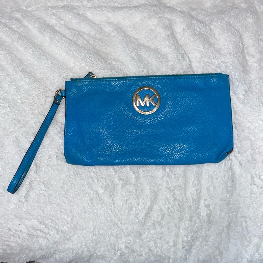 Blue Michael Kors Wristlet